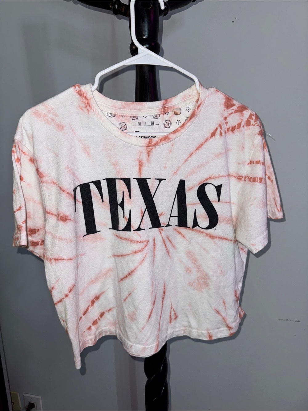 Texas Tie-Dye Crop Tee - Pink/White 31